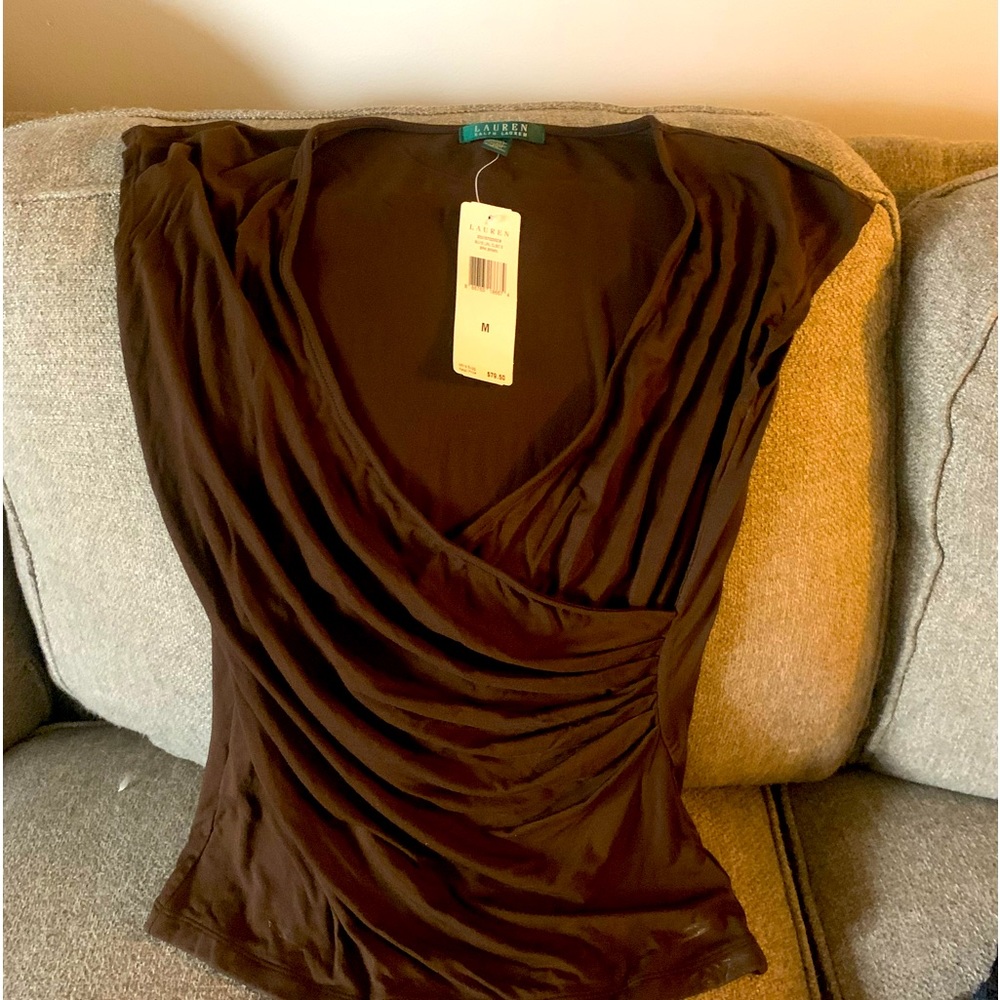 Ralph Lauren Brown cross top.  New with tags.  Size M